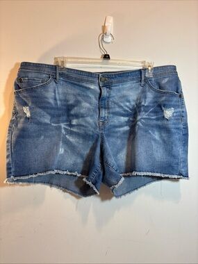 EVRI Womens Plus Women’s Distressed Denim Shorts - Blue. 705